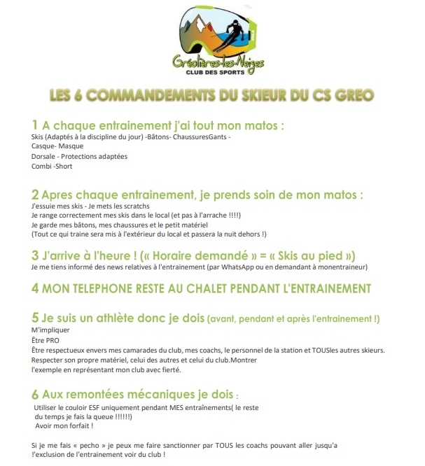 Les commandements du skieur