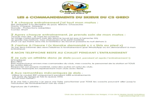 Les commandements du skieur