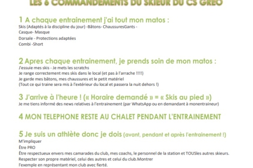 Les commandements du skieur